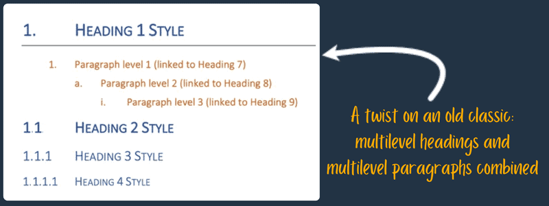 A twist on an old classic multilevel headings and multilevel paragraphs combined