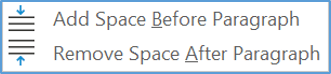 Word paragraph spacing controls showing add and remove options