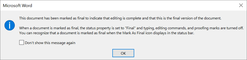 Document marked as final confirmation message