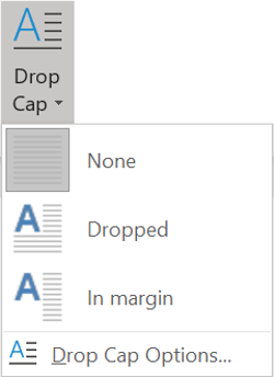 Adding a drop cap through text effects in Microsoft Word